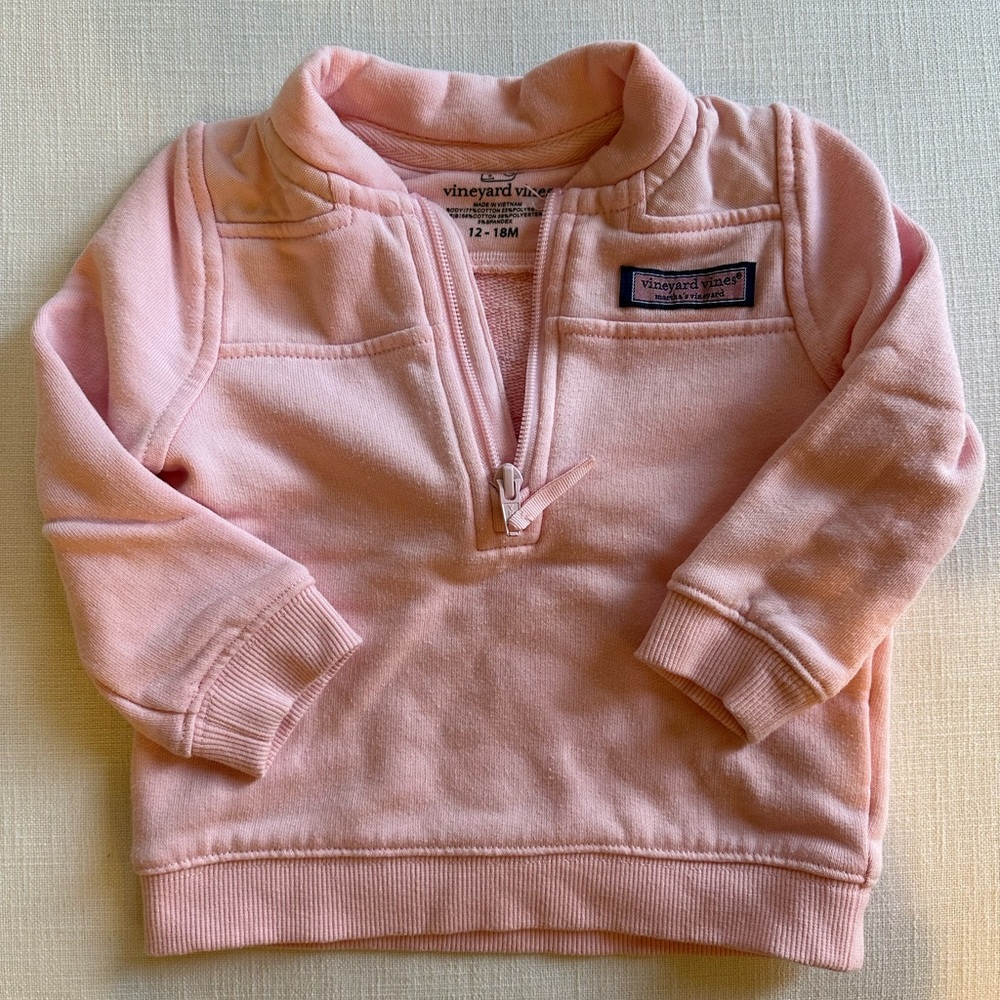 12-18M pink Vineyard Vines pullover sweatshirt